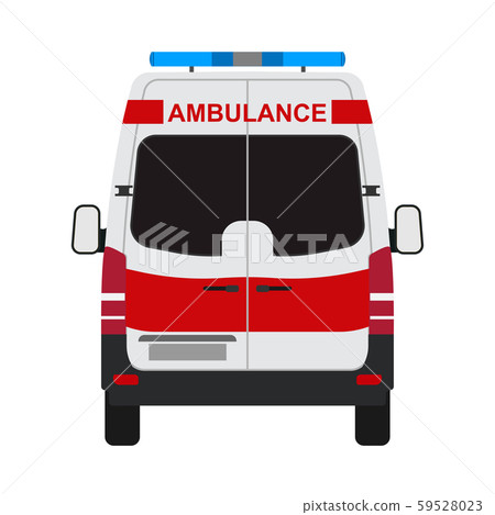 Ambulance van flat vector back view. Help Ambulance van flat vector back view. Help 59528023
