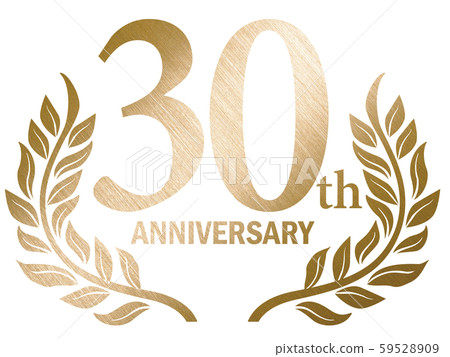 金色金屬週年紀念徽標，具有月桂色髮際線紋理_30週年_Anniversary 59528909