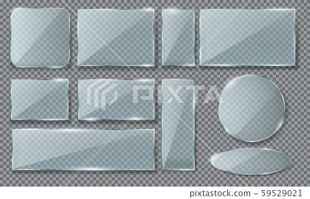 Set of isolated realistic blue glass, plaque 59529021