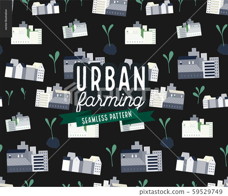 Urban farming and gardening - houses and sprouts Urban farming and gardening - houses and sprouts 59529749