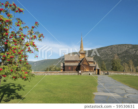 Norwegian traditional medieval wooden stave church of Lom also called the post church and palisade Norwegian traditional medieval wooden stave church of Lom also called the post church and palisade 59530631
