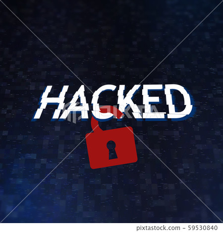 Red open padlock hanging on word hacked on pixelated background Red open padlock hanging on word hacked on pixelated background 59530840