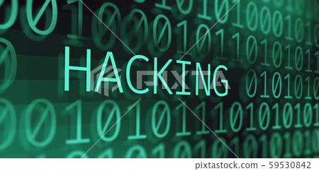 Inscription hacking over 3d green binary code digits stream 59530842