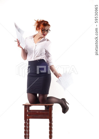 girl sexy secretary white background 59530965