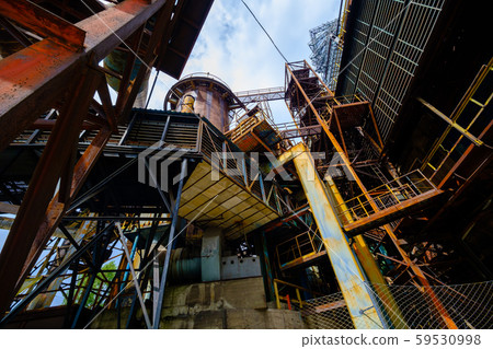 Exterior of an abandoned metallurgical plant 59530998