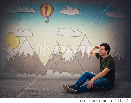 guy looking far away searching for vacation guy looking far away searching for vacation 59531352
