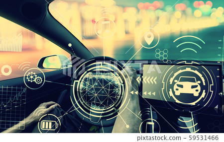 Person driving a new electric vehicle 59531466