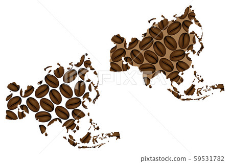 Asia -  map of coffee bean 59531782