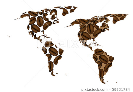 North and South America -  map of coffee bean 59531784