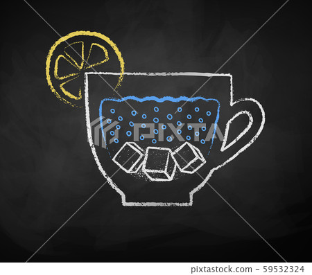 Chalk drawn cup of sparkling water Chalk drawn cup of sparkling water 59532324