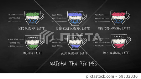 Vector illustration of chalk drawn Matcha recipes Vector illustration of chalk drawn Matcha recipes 59532336
