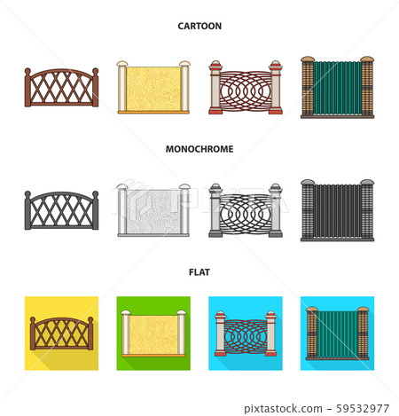Vector design of gate and fence symbol. Collection of gate and wall vector icon for stock. Vector design of gate and fence symbol. Collection of gate and wall vector icon for stock. 59532977
