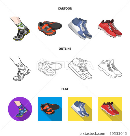 Vector illustration of shoe and sport icon. Collection of shoe and fitness stock vector illustration 59533043