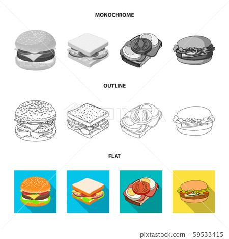 Isolated object of sandwich and wrap icon. Collection of sandwich and lunch stock symbol for web. 59533415