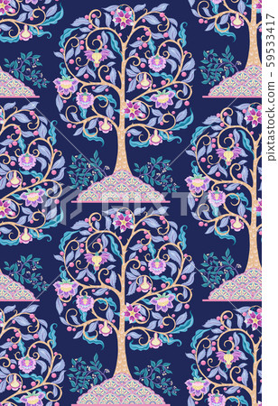 Seamless pattern with stylized ornamental flowers  59533417