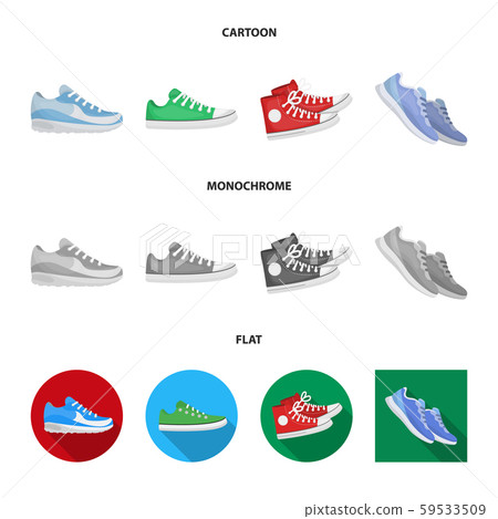 Vector design of shoe and sport sign. Set of shoe and fitness vector icon for stock. 59533509