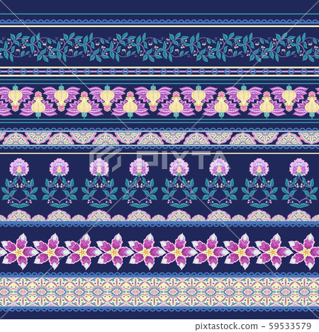 Seamless pattern with stylized ornamental flowers  59533579