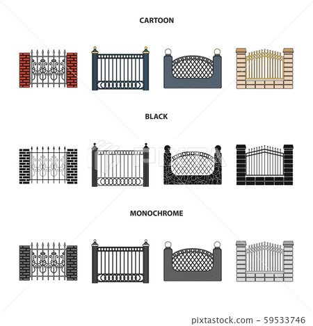 Vector design of gate and fence symbol. Set of gate and wall vector icon for stock. 59533746