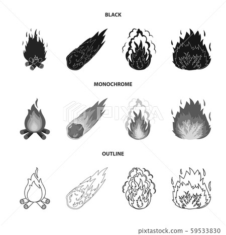 Isolated object of fire and flame icon. Collection of fire and fireball stock vector illustration. 59533830