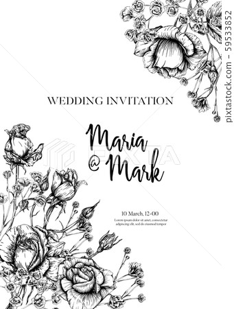 roses and spring flowers. Graphic drawing,  59533852