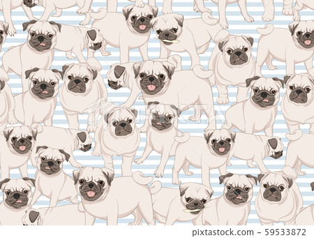 Seamless pattern with Pug dogs - Stock Illustration [59533872] - PIXTA