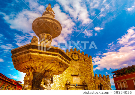 Square in Taormina on Sicily Island, Italy. Square in Taormina on Sicily Island, Italy. 59534036