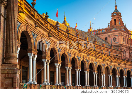 Spanish Square in Seville at night, Spain. Spanish Square in Seville at night, Spain. 59534075