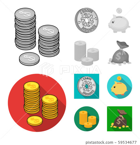 Vector design of coin and treasure icon. Collection of coin and money stock symbol for web. Vector design of coin and treasure icon. Collection of coin and money stock symbol for web. 59534677