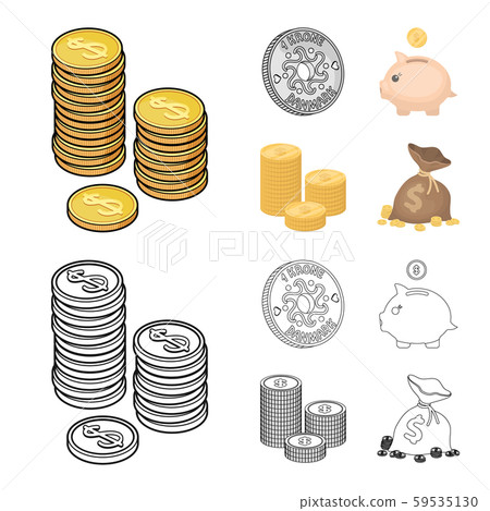 Isolated object of coin and treasure icon. Set of coin and money stock vector illustration. 59535130