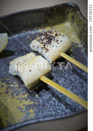 Eel white grilled skewer material background 59536352