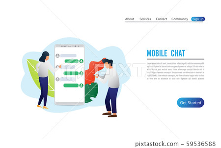 Businessman and woman and chatting conversation 59536588