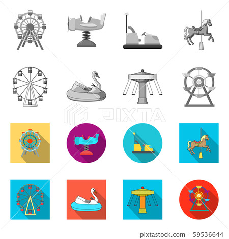 Isolated object of fun and horse icon. Set of fun and circus vector icon for stock. 59536644