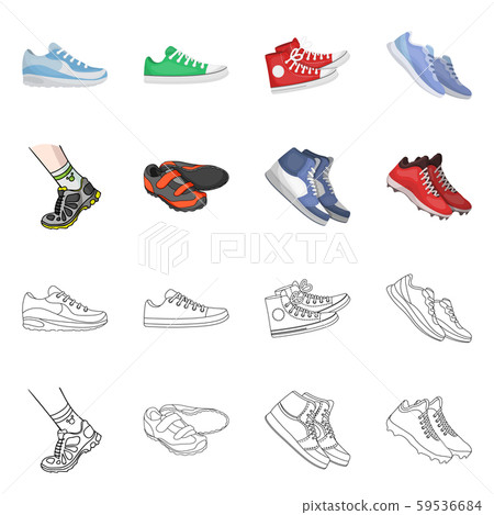 Vector illustration of shoe and sport sign. Collection of shoe and fitness vector icon for stock. 59536684