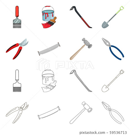 Isolated object of tool and construction sign. Set of tool and carpentry vector icon for stock. Isolated object of tool and construction sign. Set of tool and carpentry vector icon for stock. 59536713