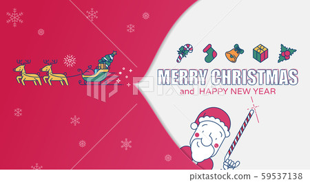 Merry christmas colored line vector illustration. 59537138