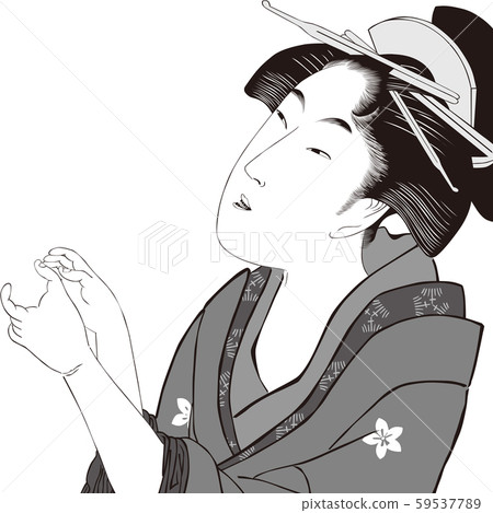 Ukiyoe Female 56 Black and White Ukiyoe Female 56 Black and White 59537789