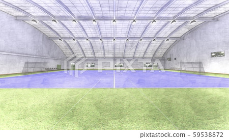Futsal court soccer indoor gymnasium factory floor blue illustration 30 59538872