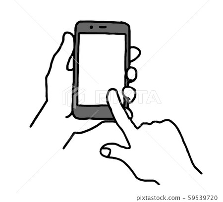 Hands operating a smartphone (simple) 59539720