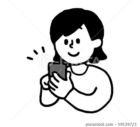 A woman who operates a smartphone (simple) A woman who operates a smartphone (simple) 59539723