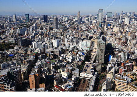 The scenery of Shibuya along the Yamanote Line The scenery of Shibuya along the Yamanote Line 59540406