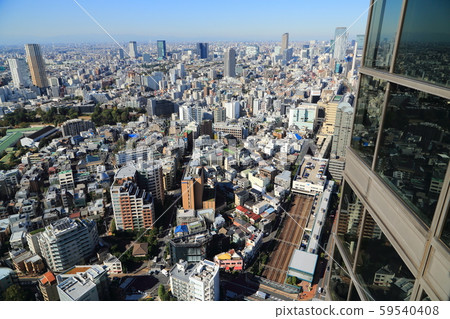 Tokyo and Ebisu cityscape seen from skyscrapers 59540408