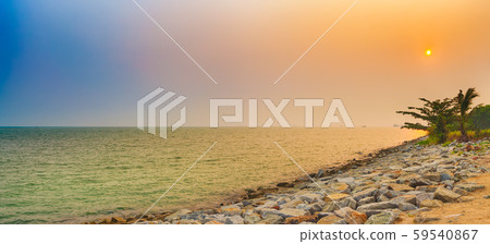 Sunset over the Straits of Malacca. Panorama 59540867