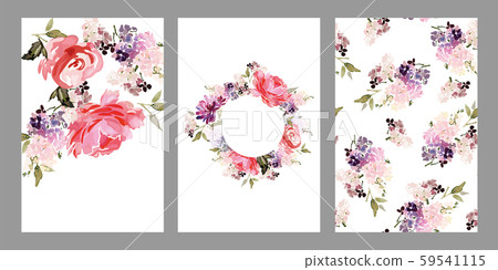 Set of vector floral elements and flowers-插圖素材 [59541115] - PIXTA圖庫