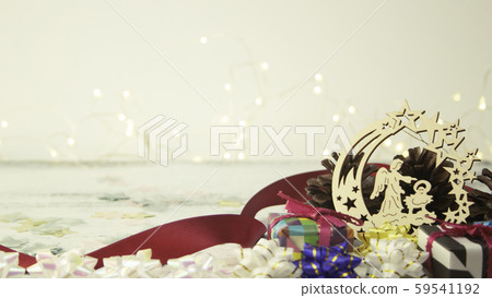 Christmas background: Origami presents and the birth of Jesus Christ Christmas background: Origami presents and the birth of Jesus Christ 59541192