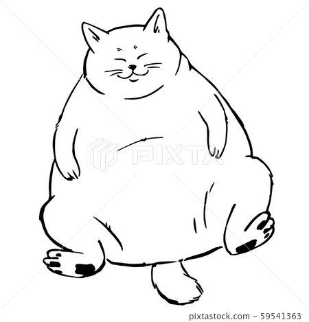 一隻坐著的大貓的插畫。白色背景上的向量插圖。 59541363