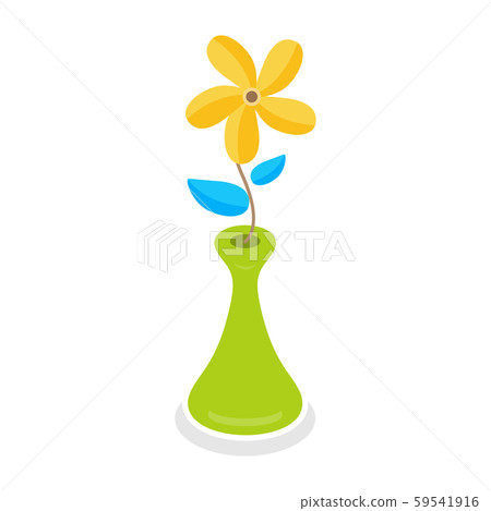 Yellow flowers in the green vase isolated on white Yellow flowers in the green vase isolated on white 59541916