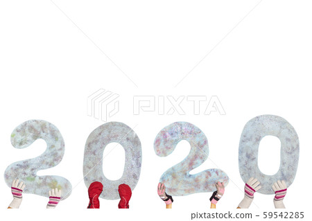 Happy new year 2020 isolated on white background with copy space for text, for holiday card Happy new year 2020 isolated on white background with copy space for text, for holiday card 59542285