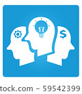 human head with idea bulb, money and gear 59542399