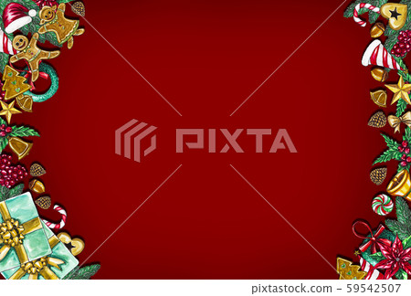 Christmas background by using materials paint with watercolor to design,and have space to put your text.Concept Christmasday and a happy New Year. Christmas background by using materials paint with watercolor to design,and have space to put your text.Concept Christmasday and a happy New Year. 59542507