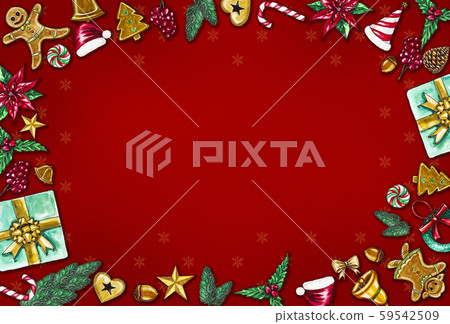 Christmas background by using materials paint with watercolor to design,and have space to put your text.Concept Christmasday and a happy New Year. Christmas background by using materials paint with watercolor to design,and have space to put your text.Concept Christmasday and a happy New Year. 59542509
